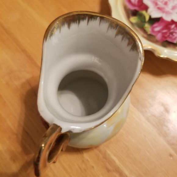 Enesco Vintage Hand Painted Pink Rose Mini Pitcher & Saucer Set Japan E1347 - Picture 9 of 10